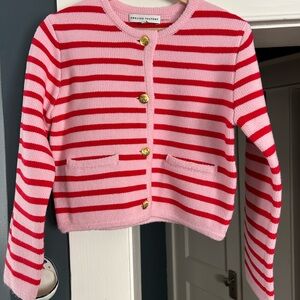English Factory Striped Cardigan with Brass Buttons